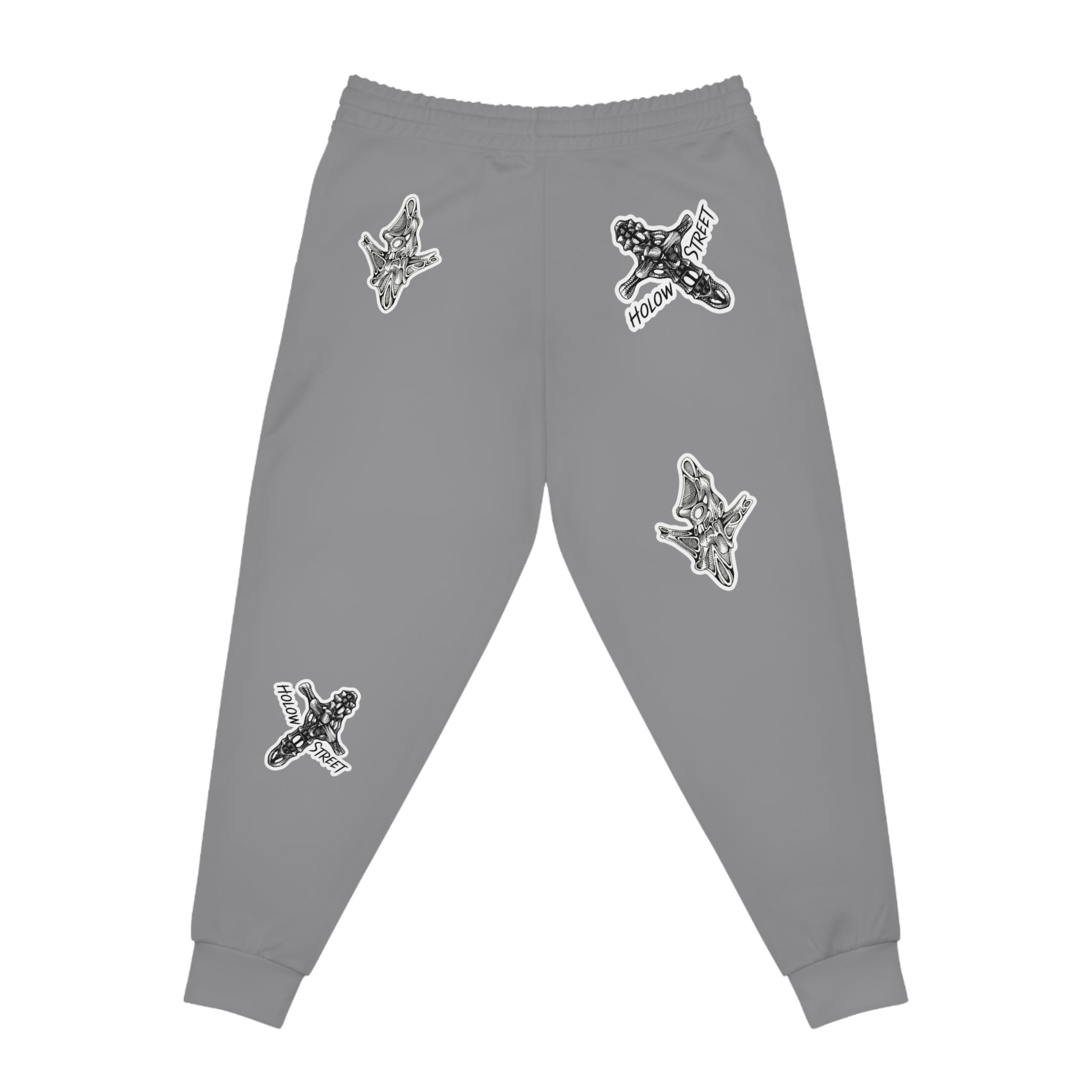 Grey Joggers with Skate Sticker Graphic — Athletic Streetwear Sweatpants