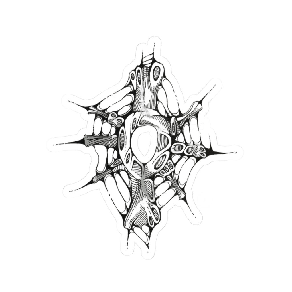 Abstract Geode Line Art Sticker — Monochrome Organic Shape Kiss-Cut Sticker