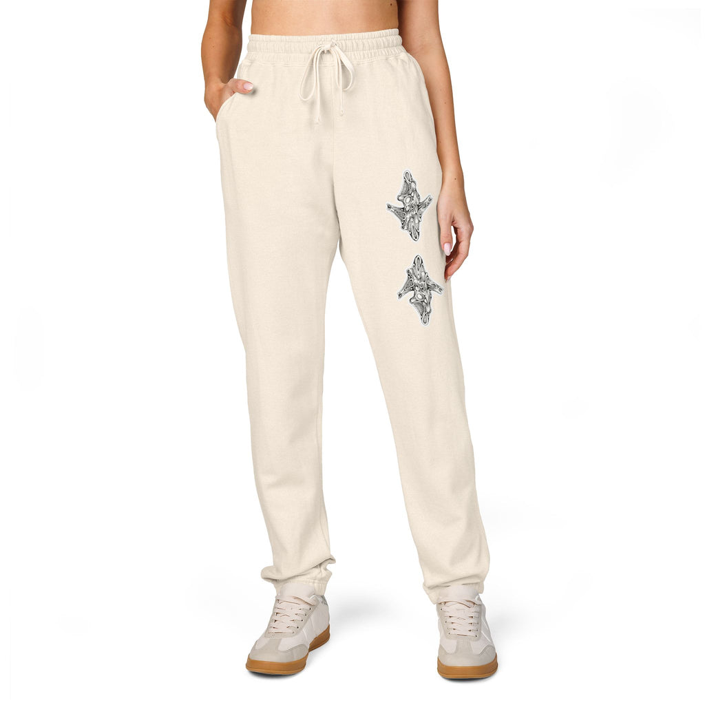 Graphic Fleece Sweatpants — Dual Ornate Crest Joggers