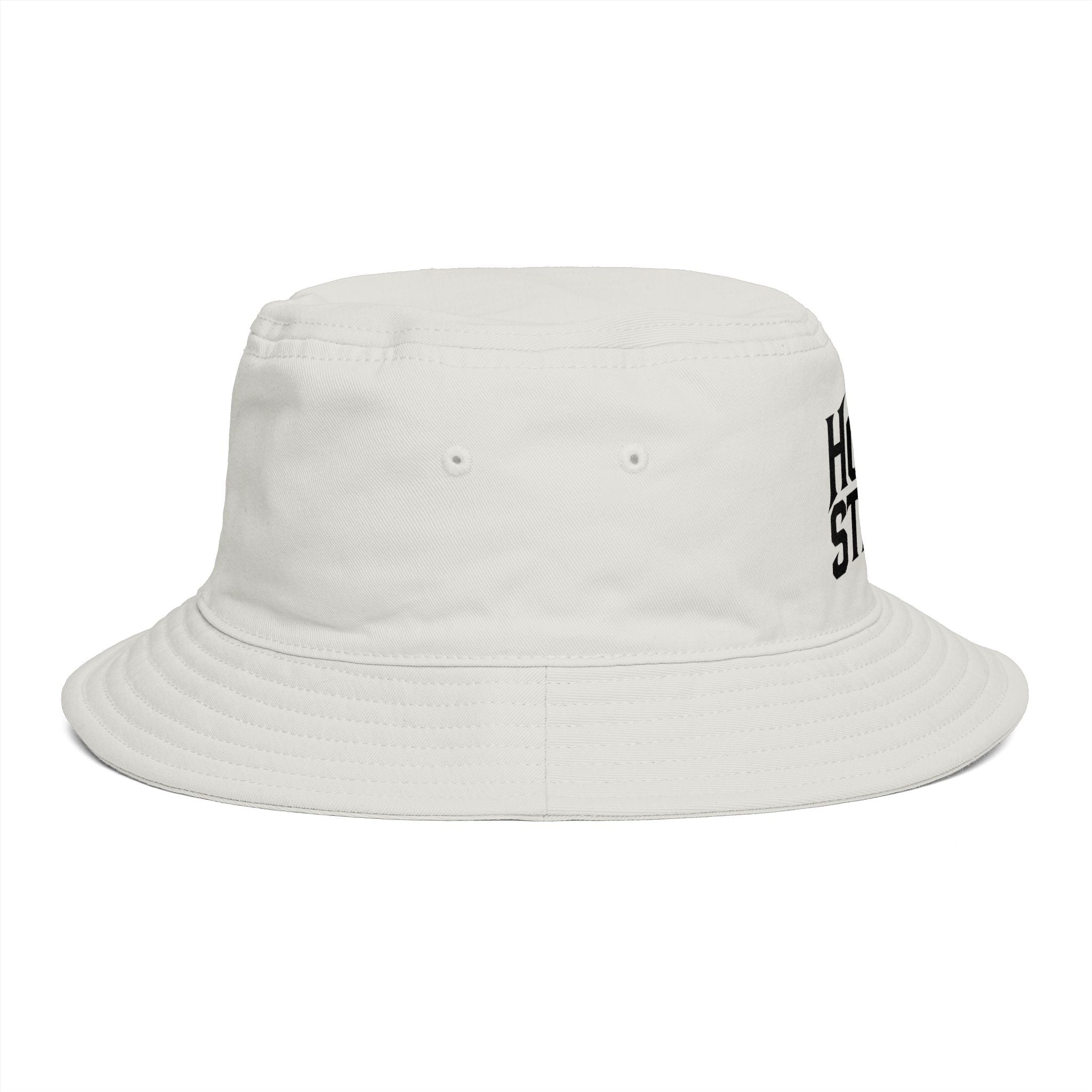 Hollow Street Brown Bucket Hat — Retro Logo Cotton Sun Hat