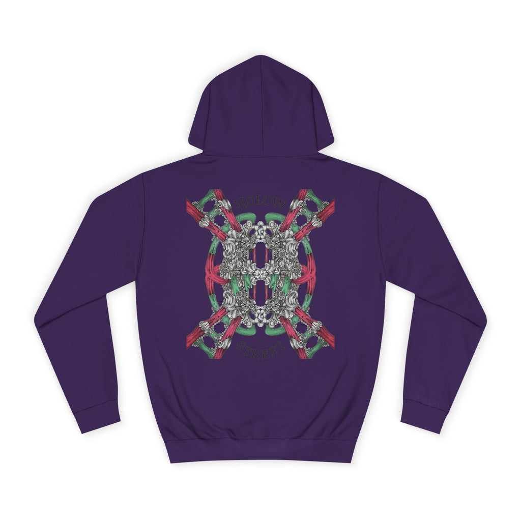 College Hoodie — Symmetric Skull & Floral Back Graphic