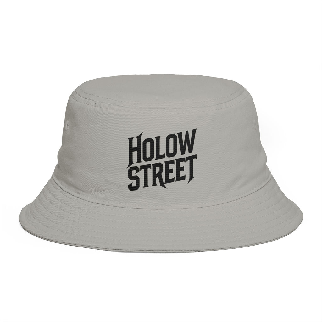 Hollow Street Brown Bucket Hat — Retro Logo Cotton Sun Hat