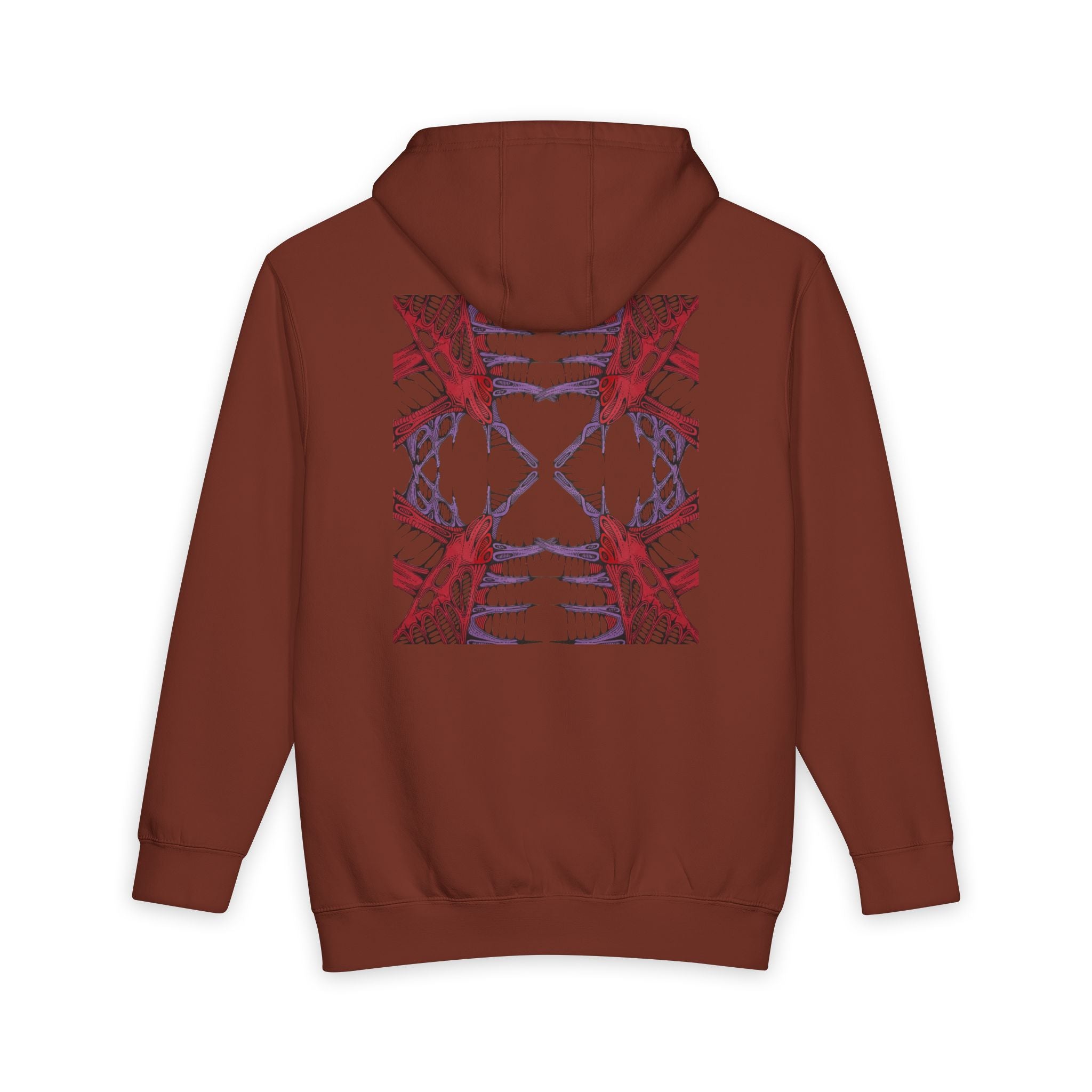 Abstract Red & Navy Geometric Hoodie — Modern Symmetry Pullover