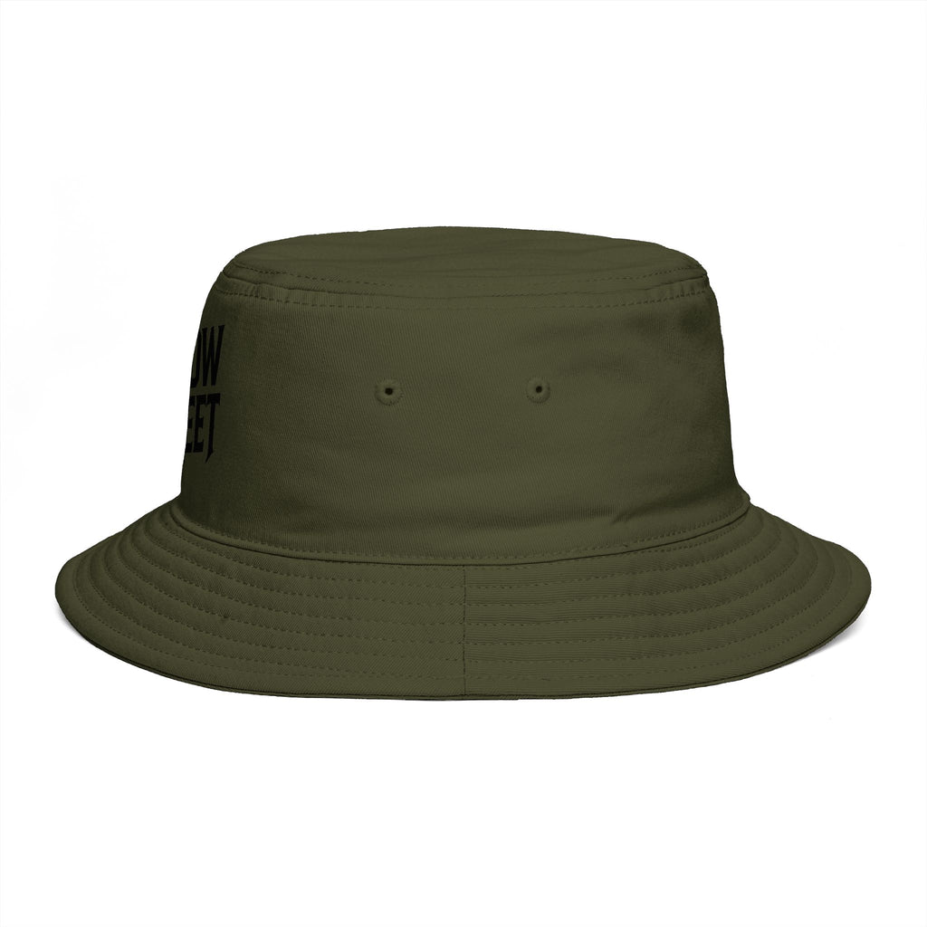 Hollow Street Brown Bucket Hat — Retro Logo Cotton Sun Hat