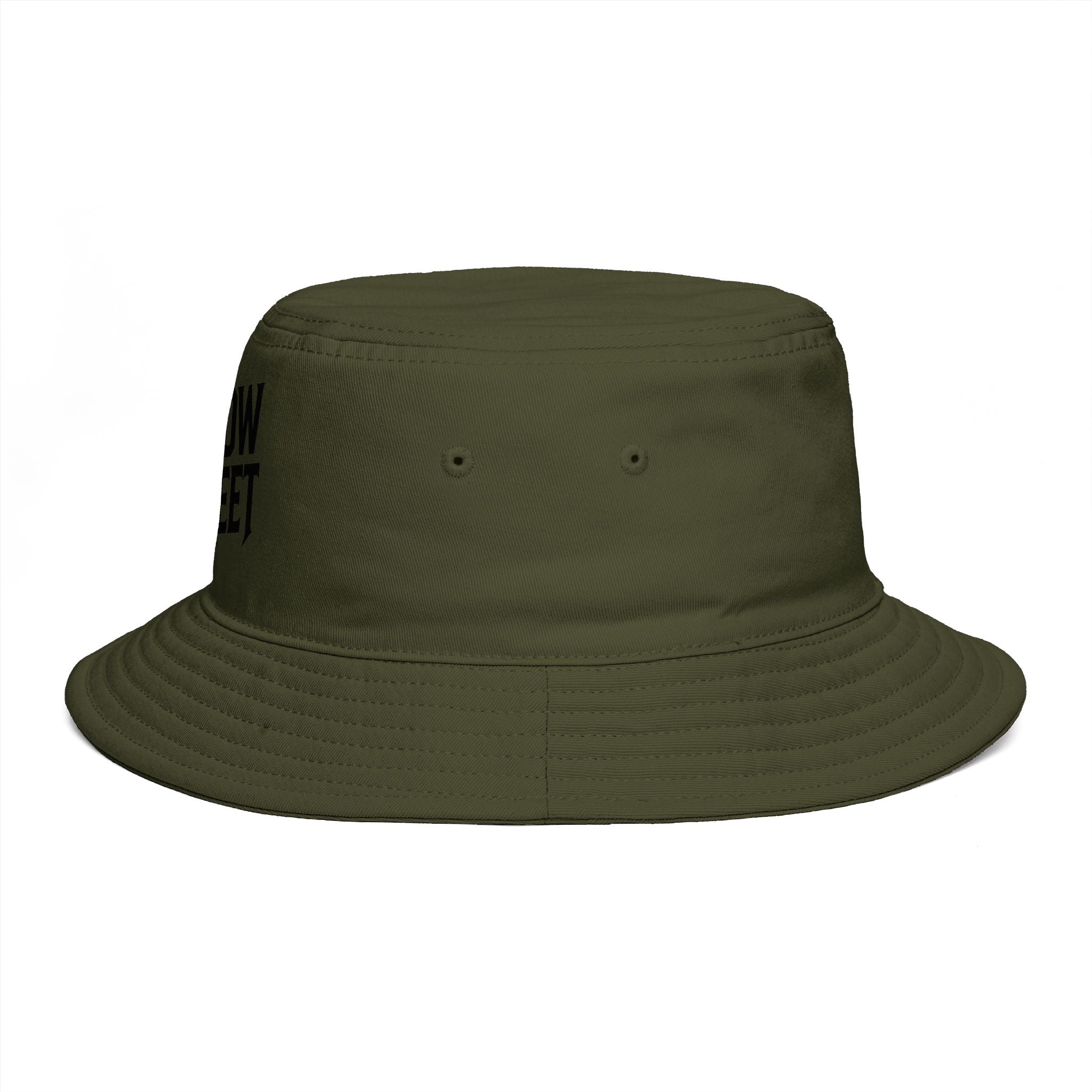 Hollow Street Brown Bucket Hat — Retro Logo Cotton Sun Hat