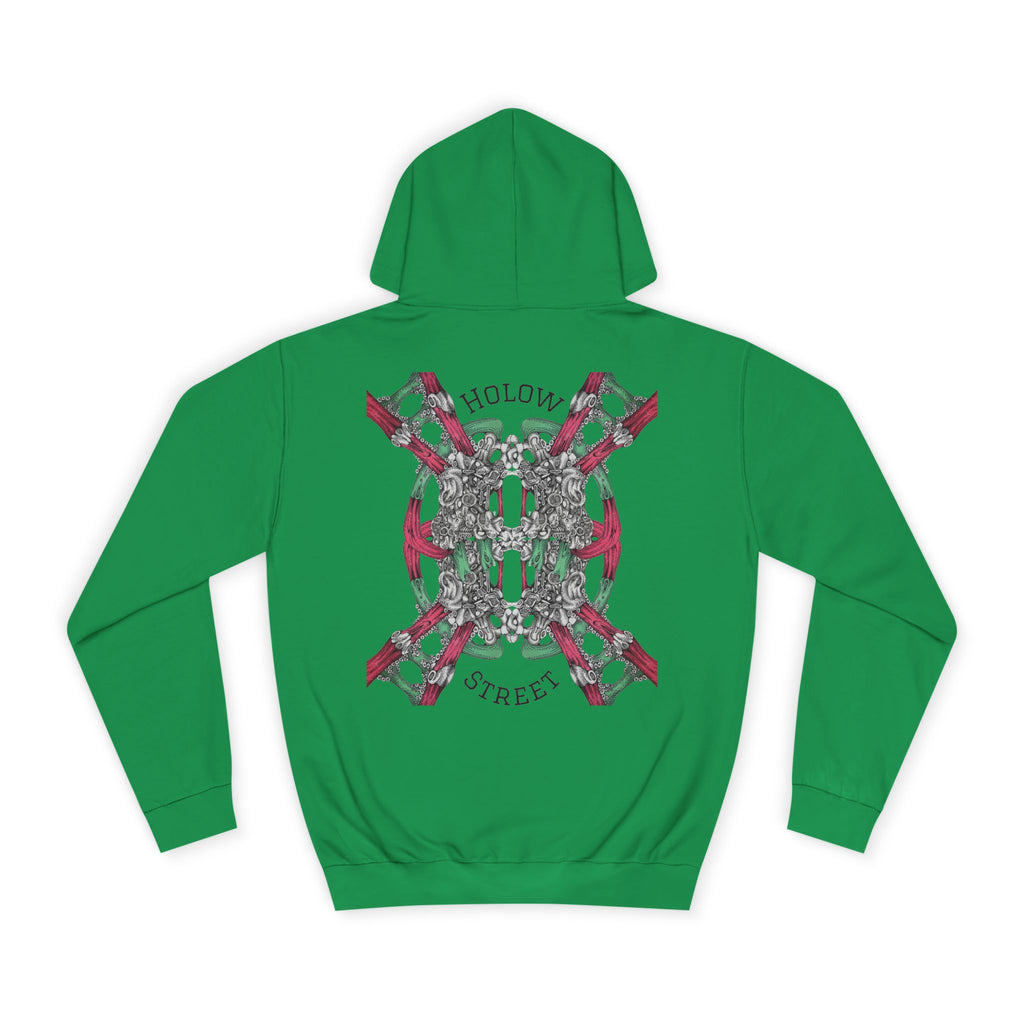 College Hoodie — Symmetric Skull & Floral Back Graphic