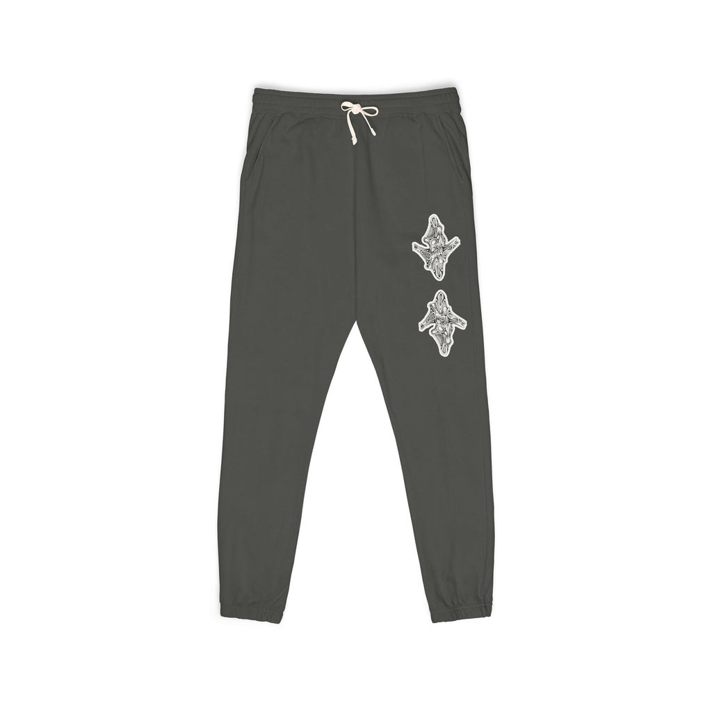 Graphic Fleece Sweatpants — Dual Ornate Crest Joggers