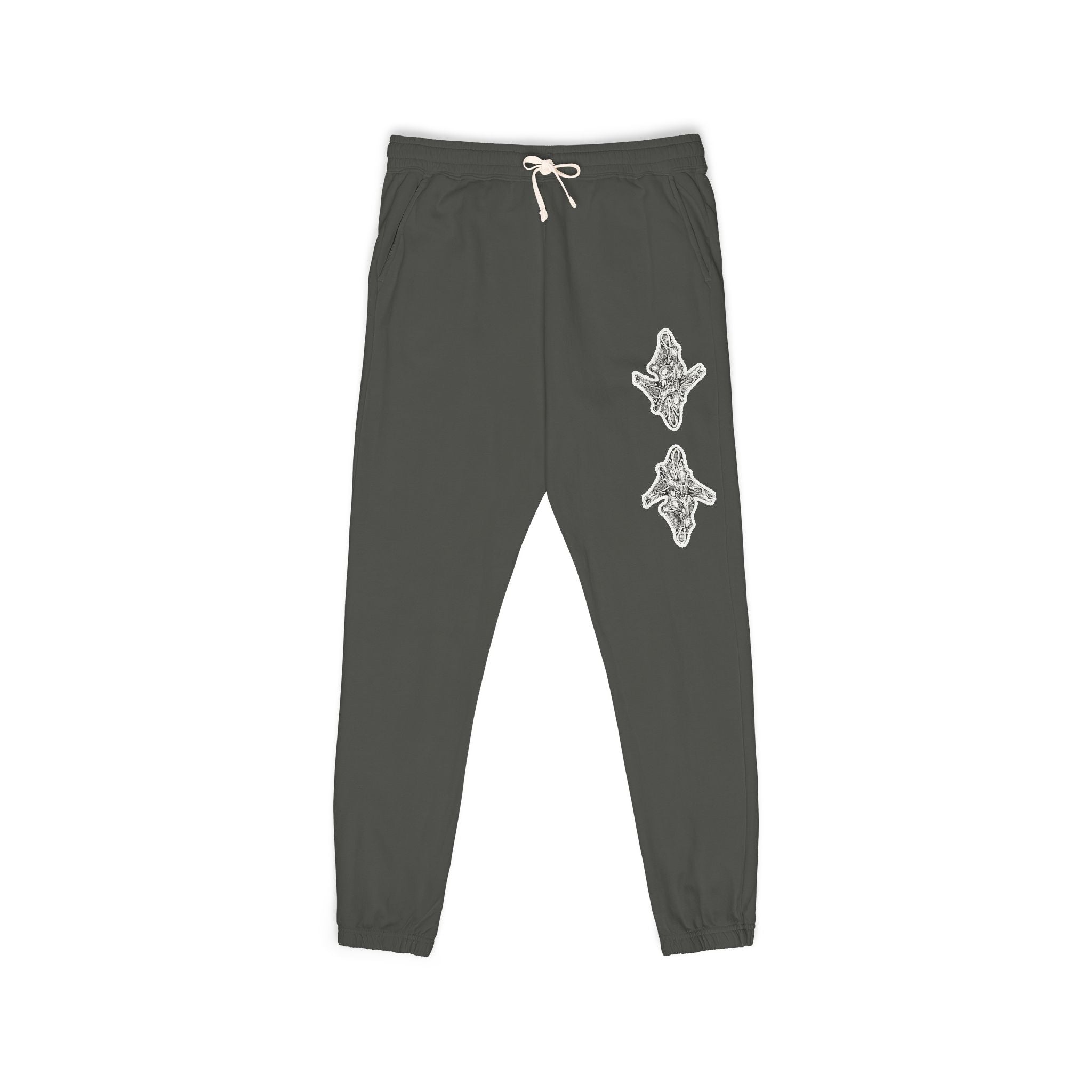 Graphic Fleece Sweatpants — Dual Ornate Crest Joggers