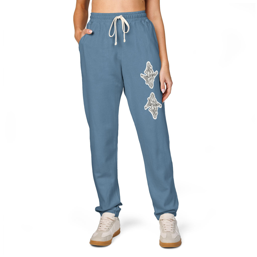 Graphic Fleece Sweatpants — Dual Ornate Crest Joggers