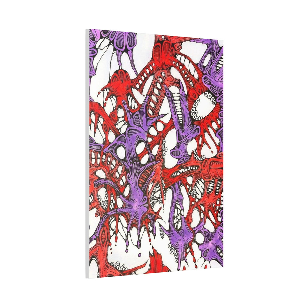 Abstract Red & Purple Drip Canvas Art - Stretched Wall Print