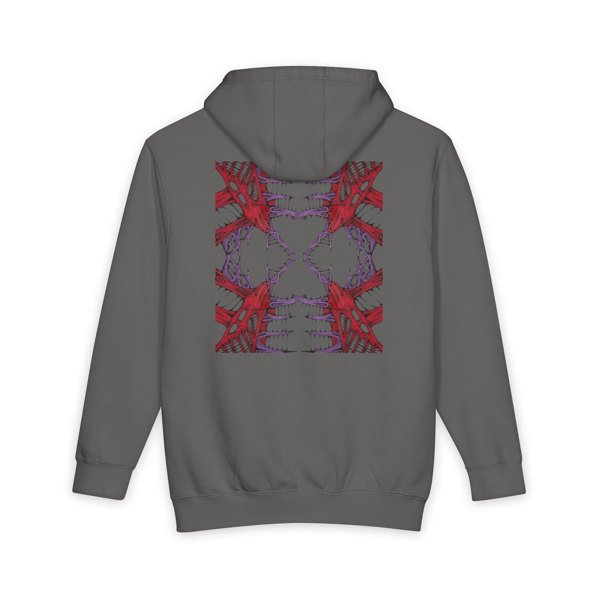 Abstract Red & Navy Geometric Hoodie — Modern Symmetry Pullover