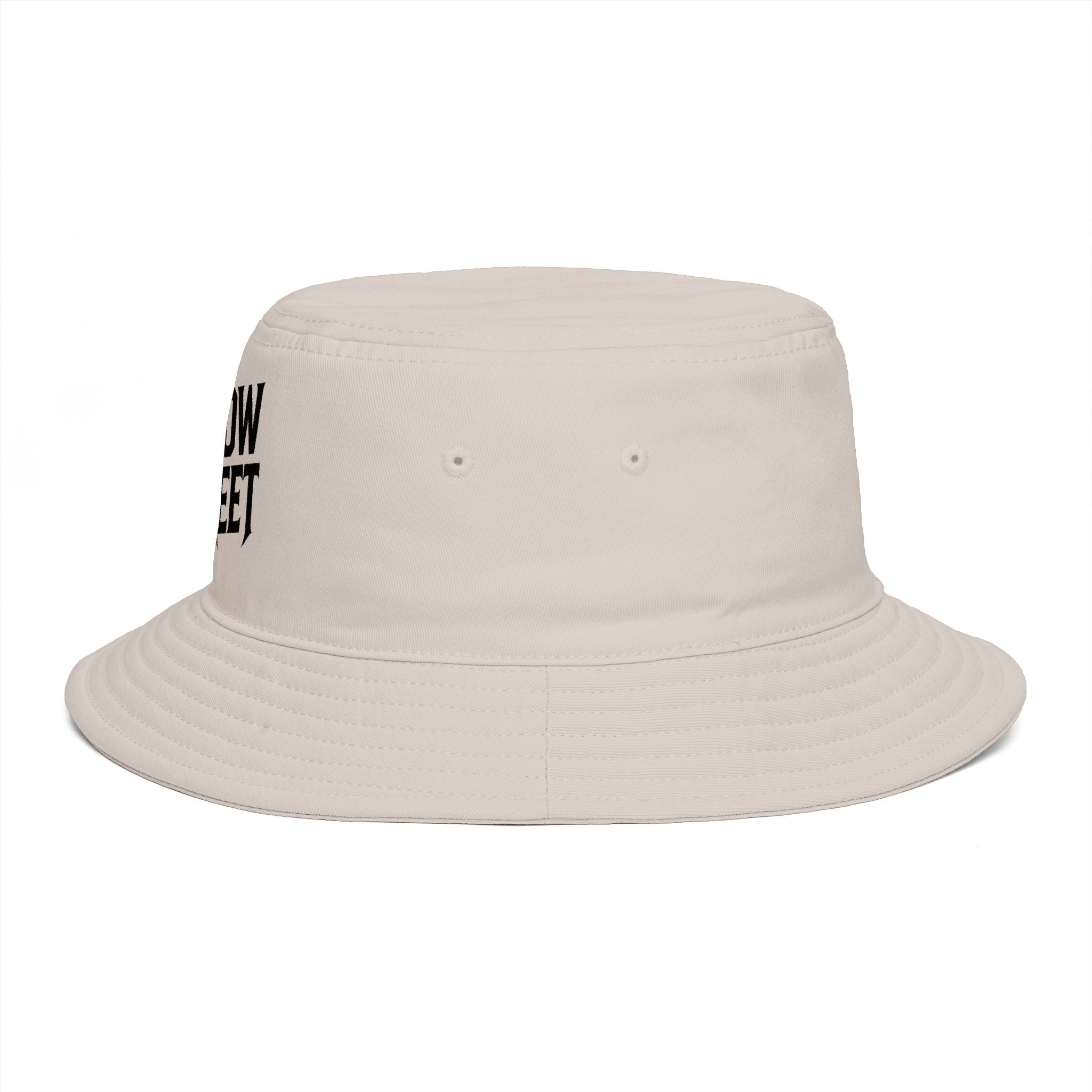 Hollow Street Brown Bucket Hat — Retro Logo Cotton Sun Hat